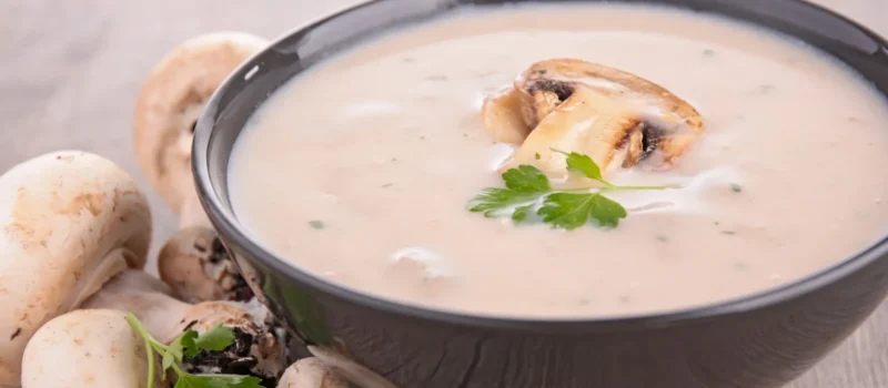 A bowl of mushroom soup